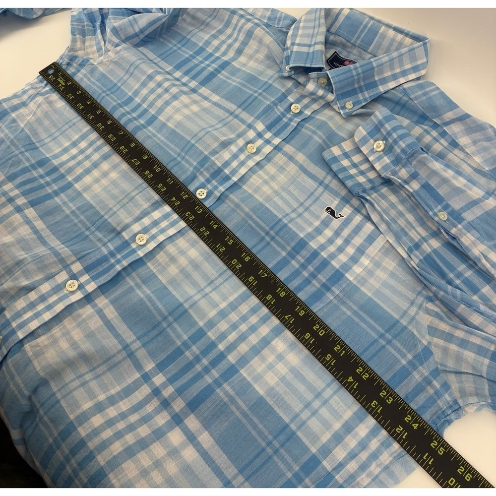 Vineyard Vines Tucker Shirt Large Blue Plaid Button Down Whale Logo 100% Cotton - Picture 7 of 7